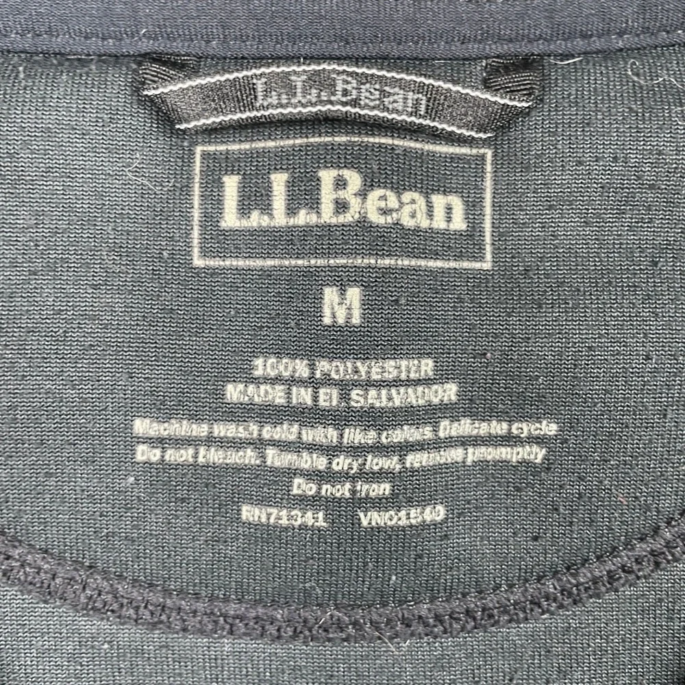LL Bean Fleece Pullover Mens M Black Quarter Zip Chest Pocket Midweight 13588